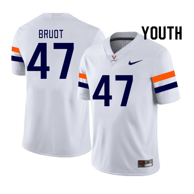 Youth #47 Vadin Bruot Virginia Cavaliers College Football Jerseys Stitched Sale-White
